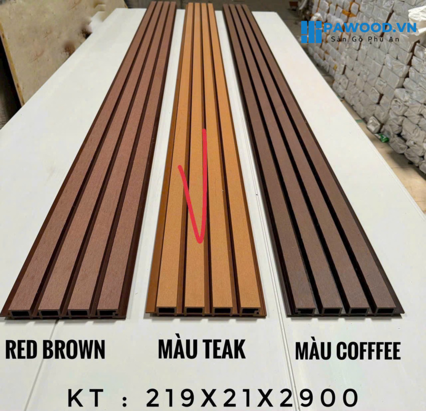 gỗ nhựa ngoài trời màu teak 