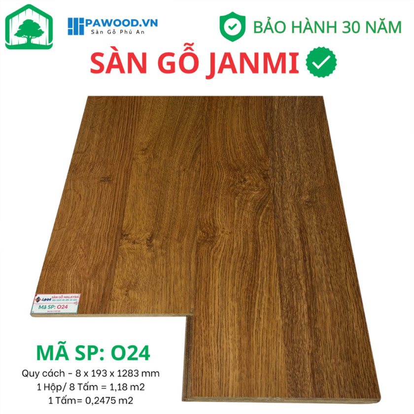Sàn gỗ Janmi 8mm 024 - Sàn gỗ công nghiệp Malaysia cao cấp
