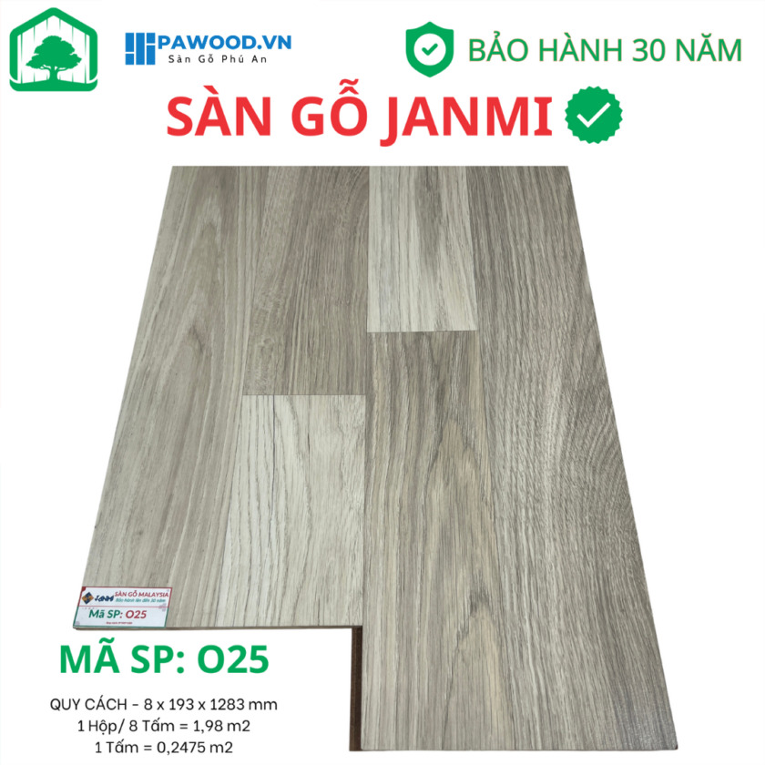 Sàn gỗ Janmi 8mm 025 - Sàn gỗ công nghiệp Malaysia cao cấp