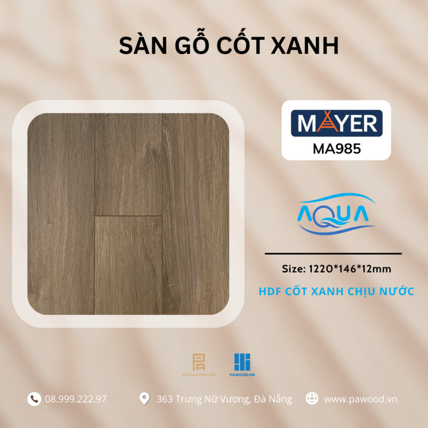 Sàn gỗ Mayer HDF cốt xanh chịu nước Indonesia - MA985