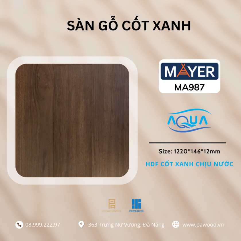 Sàn gỗ Mayer HDF cốt xanh chịu nước Indonesia - MA987