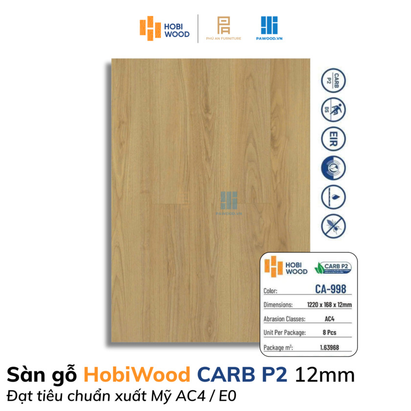 Sàn gỗ HobiWood CARB P2 12mm mã CA-998