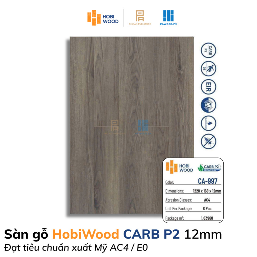 Sàn gỗ HobiWood CARB P2 12mm mã CA-997