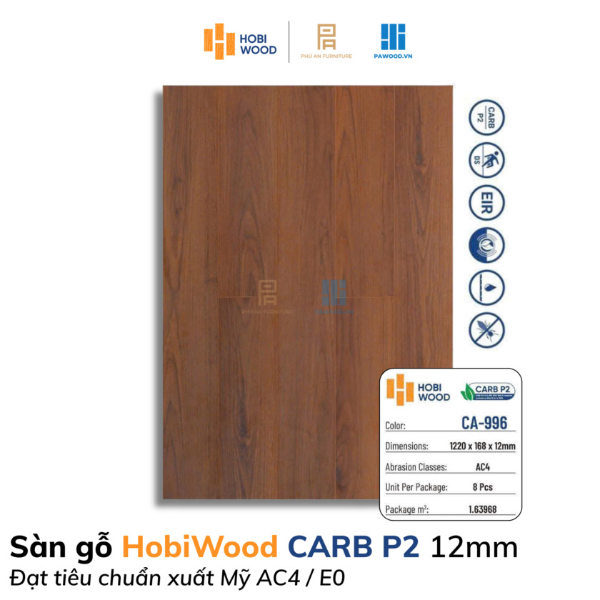 Sàn gỗ HobiWood CARB P2 12mm mã CA-996