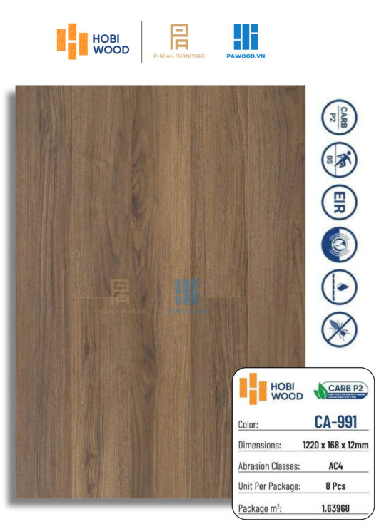 Sàn gỗ HobiWood CARB P2 12mm mã CA-991
