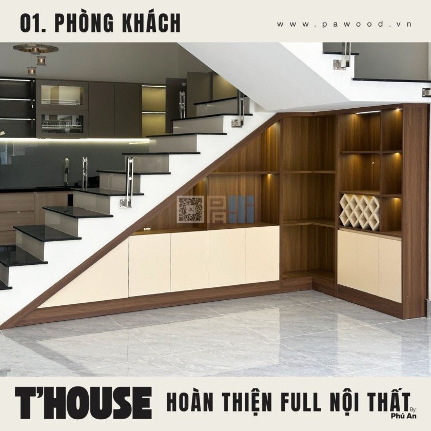 hoàn thiện phòng khách nội thất MDF nhập khẩu