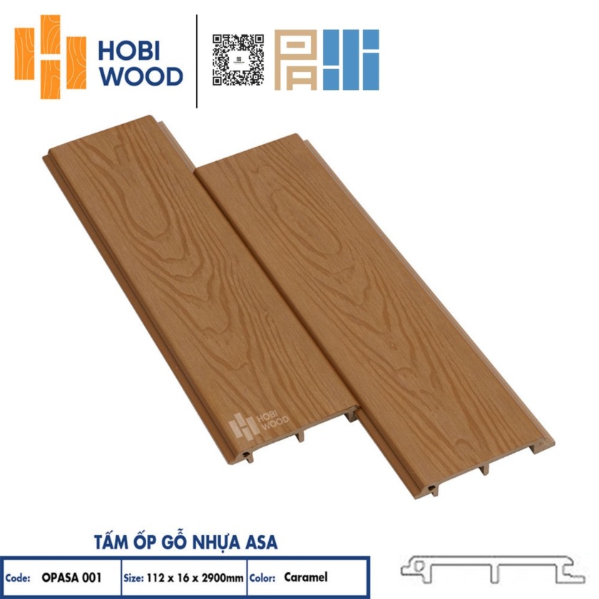 Tấm ốp gỗ nhựa ASA HobiWood (OPASA001 Sandal Wood)